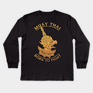 Muay Thai Boran Born to Fight Kids Long Sleeve T-Shirt